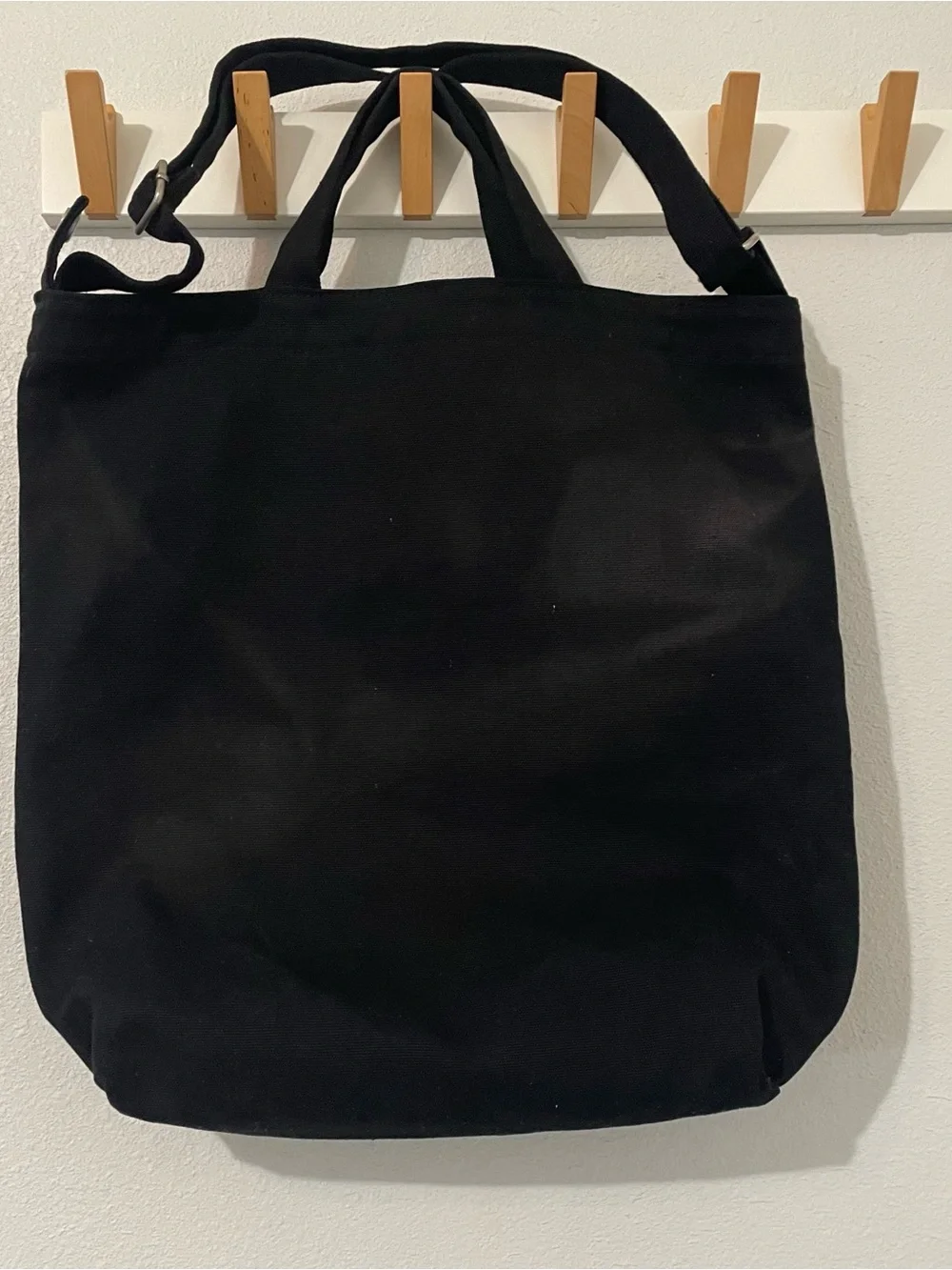 BAGGU WNYC Black Canvas Crossbody Tote Duck Bag | Adjustable Strap| NPR